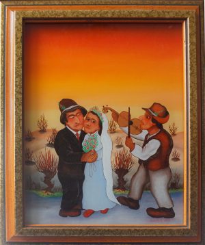 Stjepan Janžek: Hochzeit, Öl auf Glas
